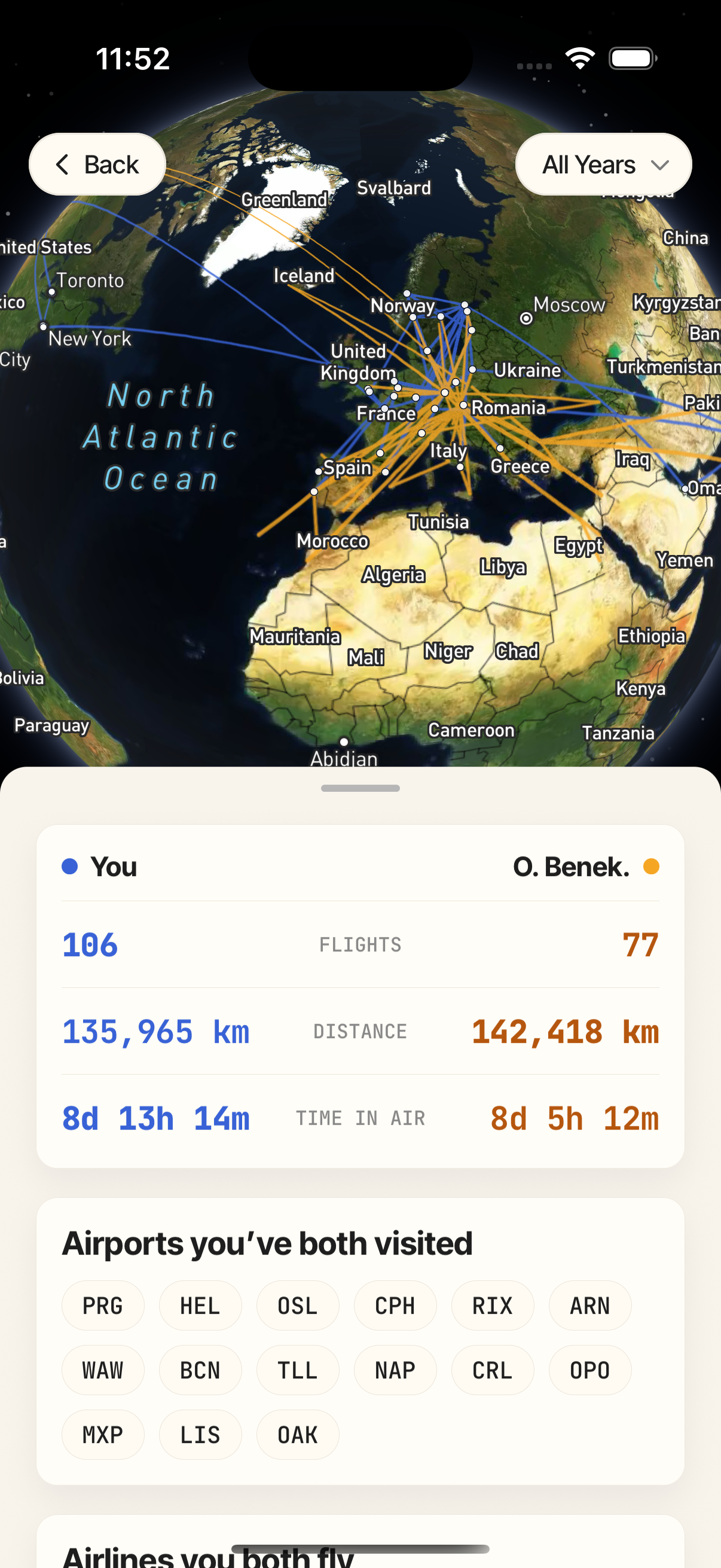 Compare flights with friends